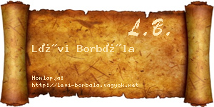 Lévi Borbála névjegykártya